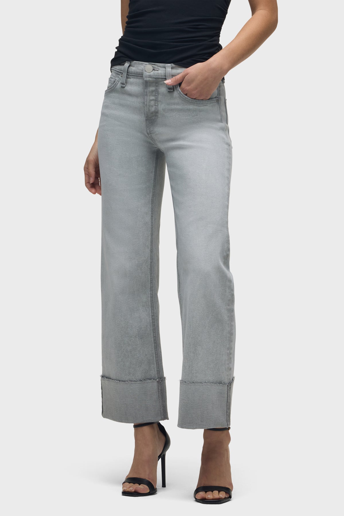 Hudson Rosie High-Rise Wide Leg Jean With Cuff in Washed Slate